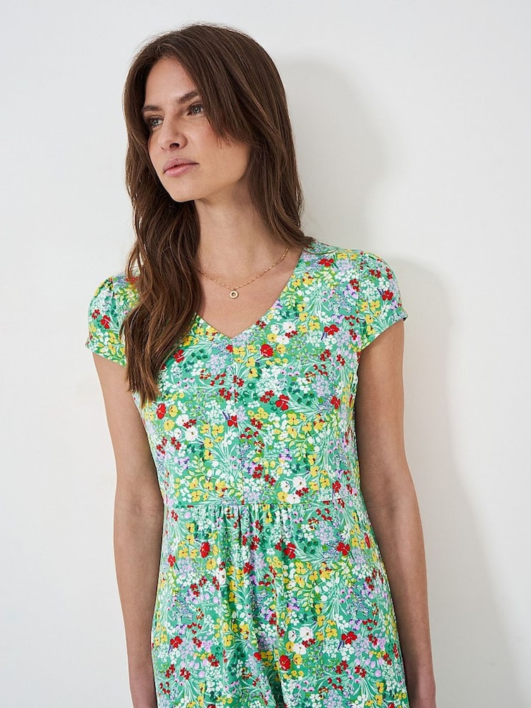 Crew Clothing Pink Floral Short Sleeve Midi Dress - Image 4 of 4