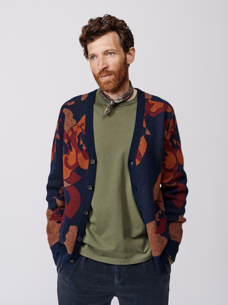 Aubin Morton Pattern Navy Cardigan - Image 1 of 8