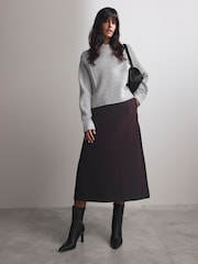Burgundy Red Warm Handle Midi Skirt - Image 1 of 8