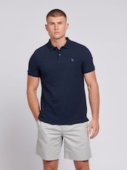 U.S. Polo Assn. Blue Mens Regular Fit 100% Cotton Texture Terry Polo Shirt - Image 1 of 4