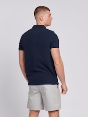 U.S. Polo Assn. Blue Mens Regular Fit 100% Cotton Texture Terry Polo Shirt - Image 2 of 4