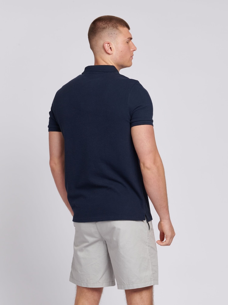 U.S. Polo Assn. Blue Mens Regular Fit 100% Cotton Texture Terry Polo Shirt - Image 2 of 4