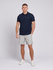 U.S. Polo Assn. Blue Mens Regular Fit 100% Cotton Texture Terry Polo Shirt - Image 4 of 4