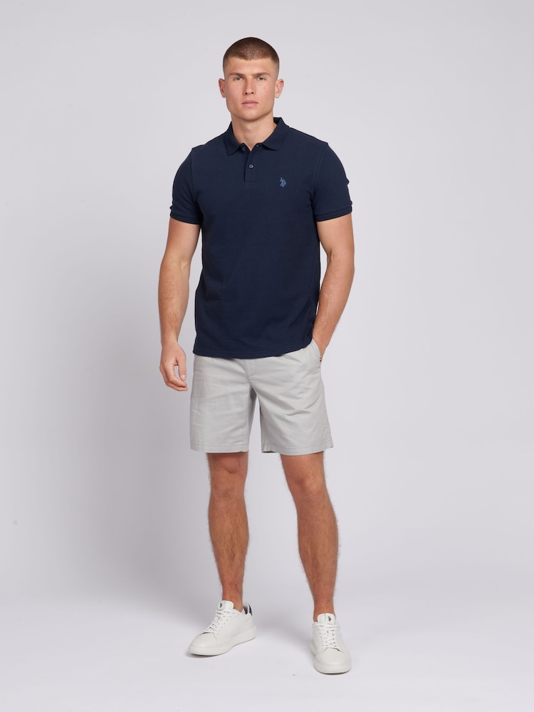 U.S. Polo Assn. Blue Mens Regular Fit 100% Cotton Texture Terry Polo Shirt - Image 4 of 4