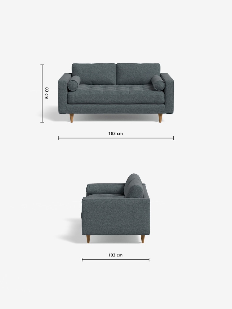 MADE.COM Basket Weave Teal Green Scott 2 Seater Sofa - Image 4 of 4