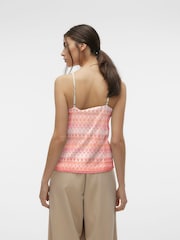 VERO MODA Pink Abstract Print High Neck Crochet Cami Vest - Image 3 of 6