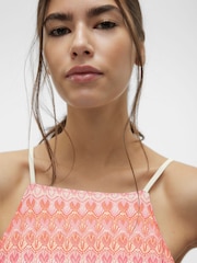 VERO MODA Pink Abstract Print High Neck Crochet Cami Vest - Image 5 of 6