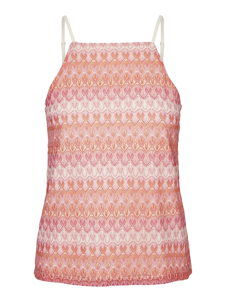VERO MODA Pink Abstract Print High Neck Crochet Cami Vest - Image 6 of 6