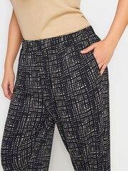 Yours Curve Black Cropped Stripe Print Harem Joggers - Image 4 of 4