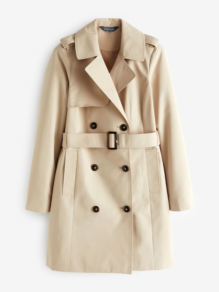 Natur - Sosandar Zweireihiger Trenchcoat mit Taschen - Bild 4 von 4 Natur - Sosandar Zweireihiger Trenchcoat mit Taschen - Bild 4 von 4