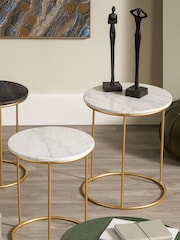 Pacific White Set of 2 Milly Marble Tables with Gold Frame - Image 1 of 5