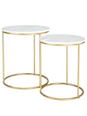 Pacific White Set of 2 Milly Marble Tables with Gold Frame - Image 2 of 5