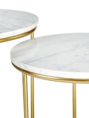 Pacific White Set of 2 Milly Marble Tables with Gold Frame - Image 3 of 5
