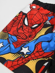 Brand Threads Black 100% Cotton Spiderman Boys Swim Shorts - Image 3 of 4