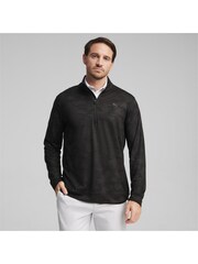 Puma Black Mens Cloudspun Camo 1/4 Zip Pullover Jumper - Image 1 of 6