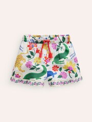 Boden Natural Frill Hem Woven 100% Cotton Shorts - Image 1 of 3