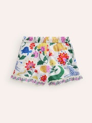 Boden Natural Frill Hem Woven 100% Cotton Shorts - Image 2 of 3