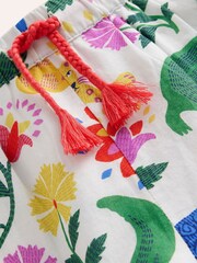 Boden Natural Frill Hem Woven 100% Cotton Shorts - Image 3 of 3
