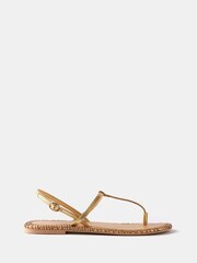 Mint Velvet Gold Whipstitch T-Bar Sandals - Image 2 of 3