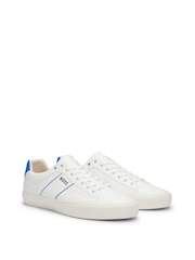 BOSS White Cupsole Lace-Up Trainers With Contrast Logo - Image 1 of 5