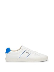 BOSS White Cupsole Lace-Up Trainers With Contrast Logo - Image 2 of 5