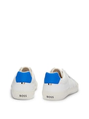 BOSS White Cupsole Lace-Up Trainers With Contrast Logo - Image 3 of 5