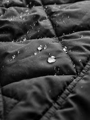 Black Quilted Corduroy Collar Shower Resistant Jacket - Image 3 of 9