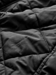 Black Quilted Corduroy Collar Shower Resistant Jacket - Image 9 of 9