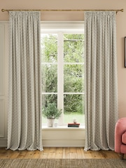 Joules Creme/Green Floral Foulard Lined Pencil Pleat Pencil Pleat Curtains - Image 1 of 3