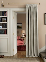 Joules Creme/Green Floral Foulard Lined Pencil Pleat Pencil Pleat Curtains - Image 2 of 3