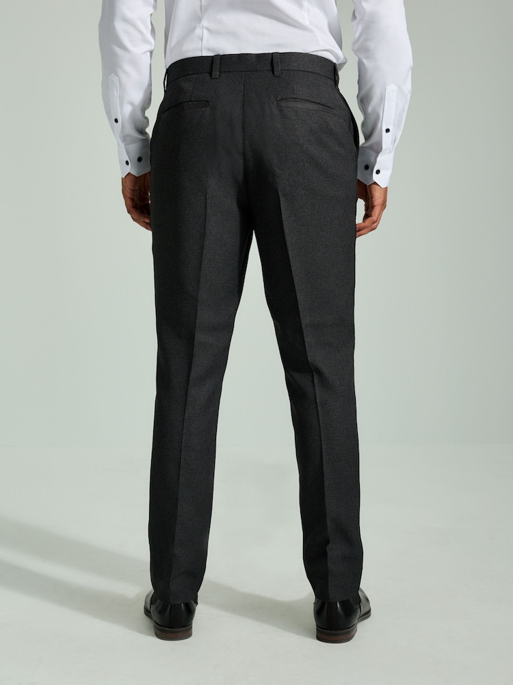 Gris de charbon de bois - Pantalons de smoking texturés avec bande - Image 3 of 10