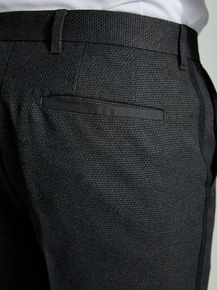 Gris de charbon de bois - Pantalons de smoking texturés avec bande - Image 6 of 10