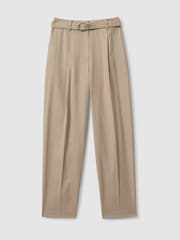 Reiss Neutral Freja Petite Tapered Belted Trousers - Image 2 of 7
