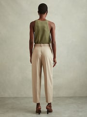 Reiss Neutral Freja Petite Tapered Belted Trousers - Image 5 of 7