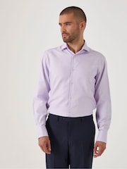 Skopes Purple 100% Cotton Double Cuff Dobby Shirt - Image 1 of 6