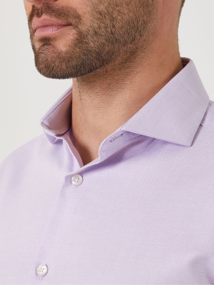 Skopes Purple 100% Cotton Double Cuff Dobby Shirt - Image 3 of 6