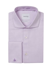 Skopes Purple 100% Cotton Double Cuff Dobby Shirt - Image 4 of 6