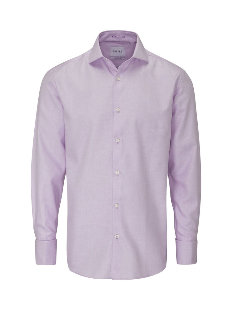 Skopes Purple 100% Cotton Double Cuff Dobby Shirt - Image 5 of 6