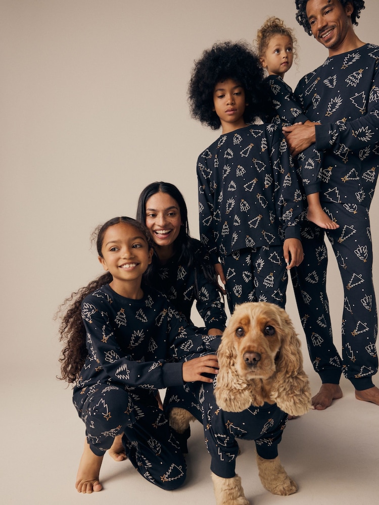 Black/White Matching Family Pets Christmas Tree 100% Cotton Pyjamas - Image 2 of 9