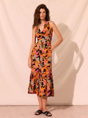 Mint Velvet Black Floral Print Halter Midi Dress - Image 1 of 8