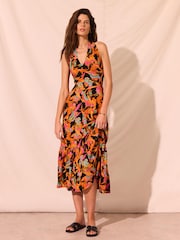 Mint Velvet Black Floral Print Halter Midi Dress - Image 5 of 8