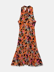 Mint Velvet Black Floral Print Halter Midi Dress - Image 7 of 8