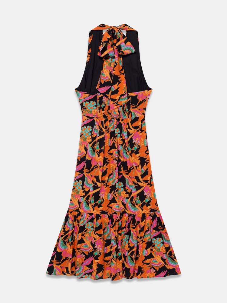 Mint Velvet Black Floral Print Halter Midi Dress - Image 8 of 8
