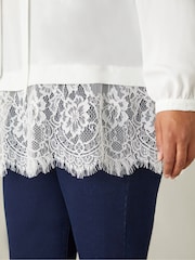 Live Unlimited White Curve Lace Tie Neck Tunic - Image 5 of 6