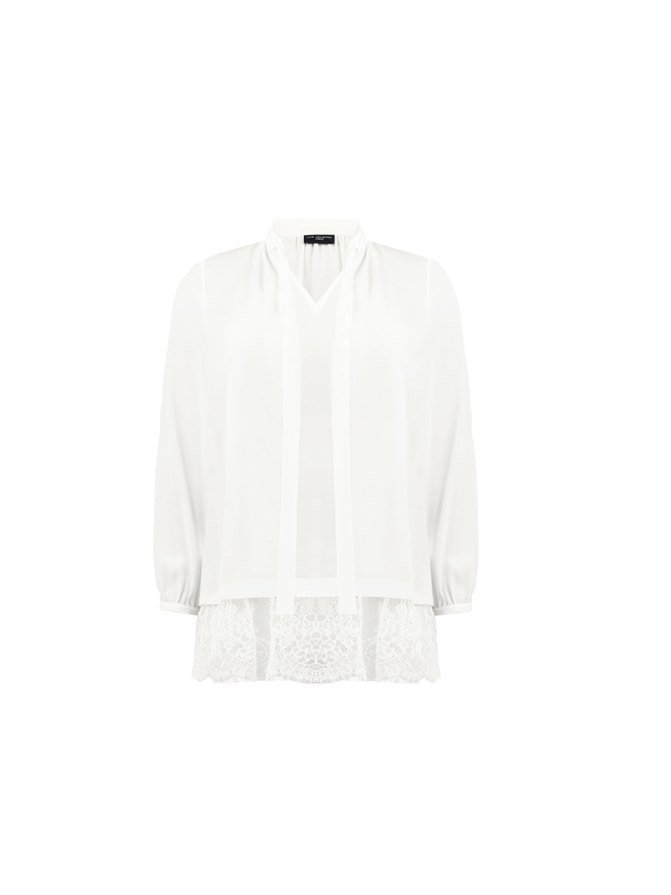 Live Unlimited White Curve Lace Tie Neck Tunic - Image 6 of 6