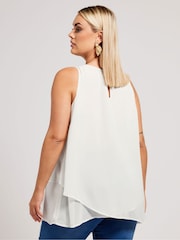 Yours Curve White London Layered Sleeveless Blouse - Image 3 of 5