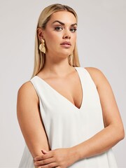 Yours Curve White London Layered Sleeveless Blouse - Image 4 of 5