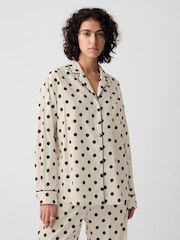Gap Cream Polka Dot Poplin Pyjama Shirt - Image 2 of 5