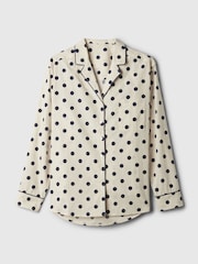 Gap Cream Polka Dot Poplin Pyjama Shirt - Image 5 of 5