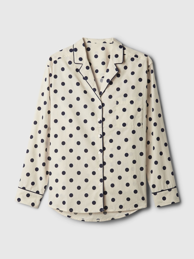 Gap Cream Polka Dot Poplin Pyjama Shirt - Image 5 of 5 Gap Cream Polka Dot Poplin Pyjama Shirt - Image 5 of 5